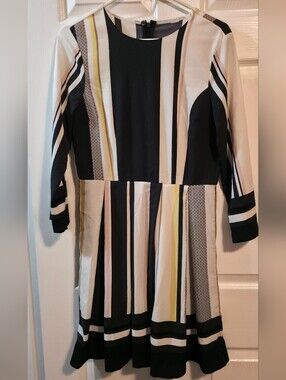 4/$67 Deal! H&M Black and White Striped Midi Dress